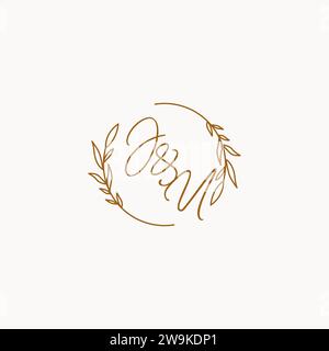 JU wedding initials logo design ideas Stock Vector