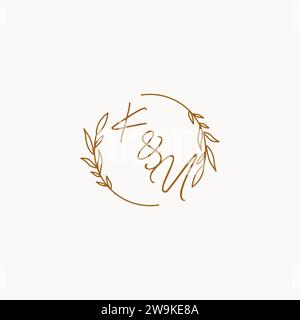 KU wedding initials logo design ideas Stock Vector