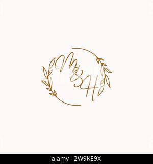 MH wedding initials logo design ideas Stock Vector