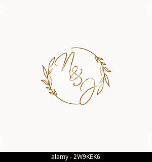 NJ wedding initials logo design ideas Stock Vector