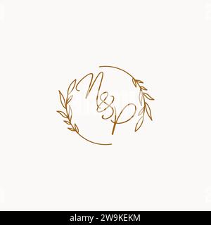 NP wedding initials logo design ideas Stock Vector