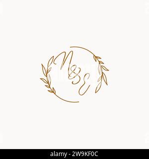 NE wedding initials logo design ideas Stock Vector
