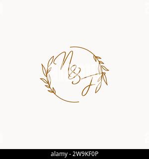 NF wedding initials logo design ideas Stock Vector