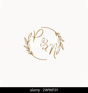 PN wedding initials logo design ideas Stock Vector