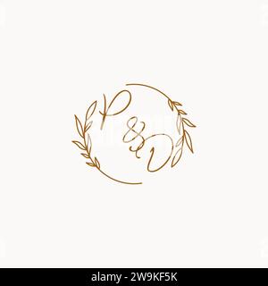 PD wedding initials logo design ideas Stock Vector
