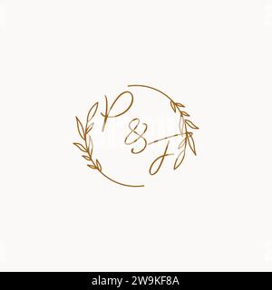 PF wedding initials logo design ideas Stock Vector