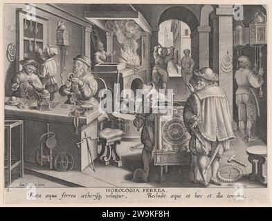 New Inventions of Modern Times [Nova Reperta], The Invention of Clockwork, plate 5 1949 by Philips Galle Stock Photo