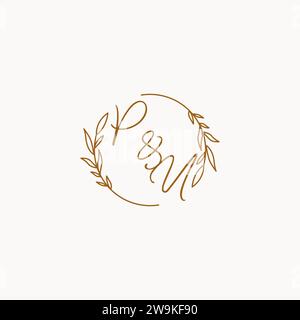PU wedding initials logo design ideas Stock Vector