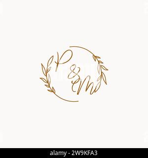 PM wedding initials logo design ideas Stock Vector
