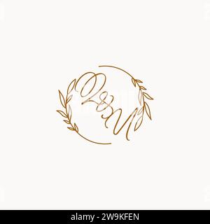 QU wedding initials logo design ideas Stock Vector