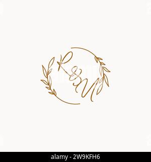 RU wedding initials logo design ideas Stock Vector