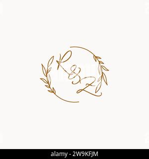 RZ wedding initials logo design ideas Stock Vector