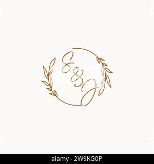 SJ wedding initials logo design ideas Stock Vector