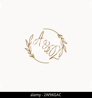 AQ wedding initials logo design ideas Stock Vector