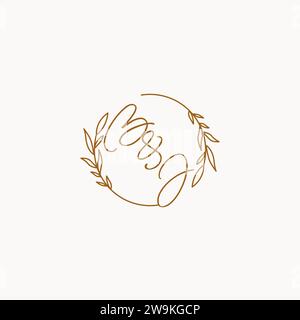 BJ wedding initials logo design ideas Stock Vector