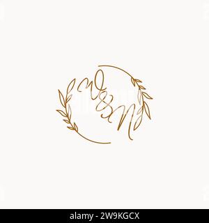 WN wedding initials logo design ideas Stock Vector