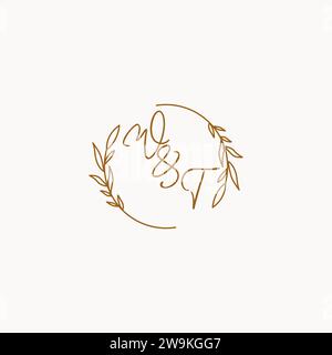 WT wedding initials logo design ideas Stock Vector