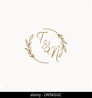 TN wedding initials logo design ideas Stock Vector