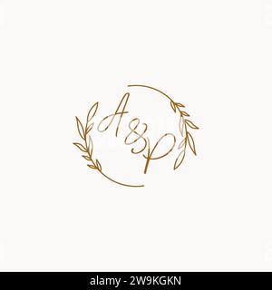 AP wedding initials logo design ideas Stock Vector