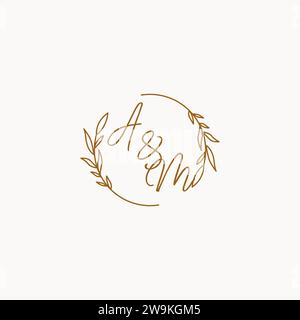 AM wedding initials logo design ideas Stock Vector