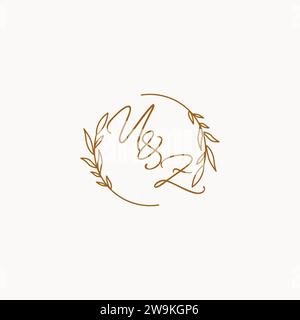 UZ wedding initials logo design ideas Stock Vector