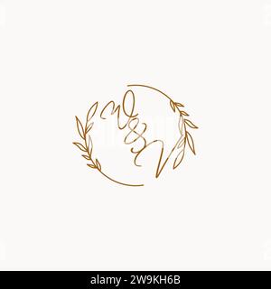 WV wedding initials logo design ideas Stock Vector