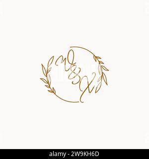 WX wedding initials logo design ideas Stock Vector