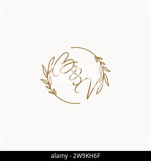 BV wedding initials logo design ideas Stock Vector