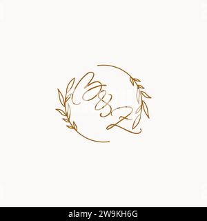 BZ wedding initials logo design ideas Stock Vector