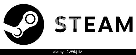 Steam icon logo. Editorial illustration isolated on white background Stock Vector