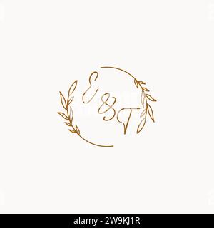 ET wedding initials logo design ideas Stock Vector