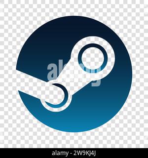 Steam icon. Video game digital distribution service. Editorial logo isolated on transparent background Stock Vector