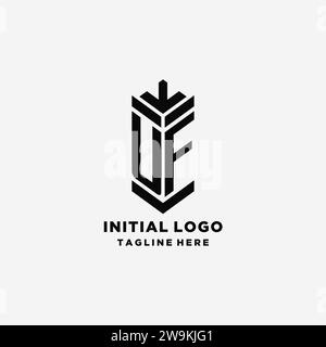 Initials UF shield logo design, creative monogram logo inspiration vector graphic Stock Vector