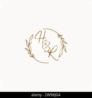 HR wedding initials logo design ideas Stock Vector