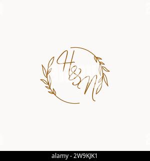 HN wedding initials logo design ideas Stock Vector