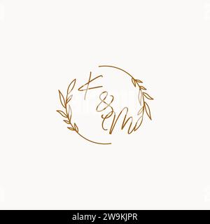 KM wedding initials logo design ideas Stock Vector