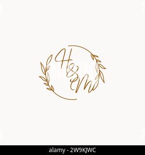 HM wedding initials logo design ideas Stock Vector