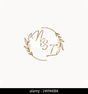 NI wedding initials logo design ideas Stock Vector