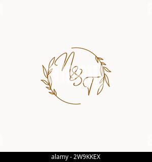 NT wedding initials logo design ideas Stock Vector