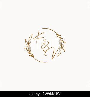 KV wedding initials logo design ideas Stock Vector