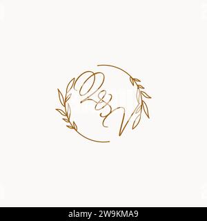 QV wedding initials logo design ideas Stock Vector