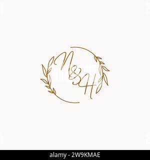 NH wedding initials logo design ideas Stock Vector