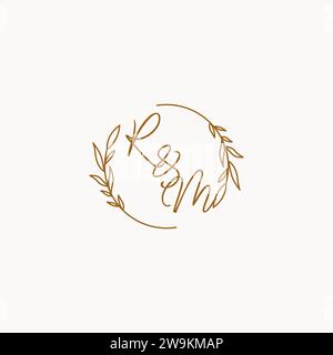 RM wedding initials logo design ideas Stock Vector