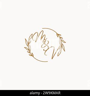 MV wedding initials logo design ideas Stock Vector