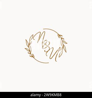 NU wedding initials logo design ideas Stock Vector