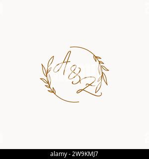AZ wedding initials logo design ideas Stock Vector