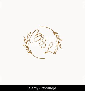 BL wedding initials logo design ideas Stock Vector