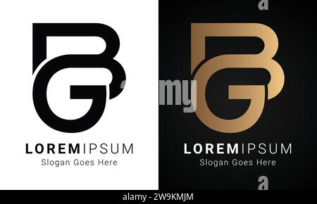 Luxury Initial BG or GB Monogram Text Letter Logo Design Stock Vector