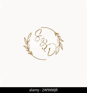 SD wedding initials logo design ideas Stock Vector