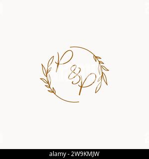 PP wedding initials logo design ideas Stock Vector